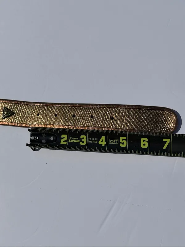 Vintage Western Snakeskin Print Studded Belt Bronze Gold Boho Size M - Image 11
