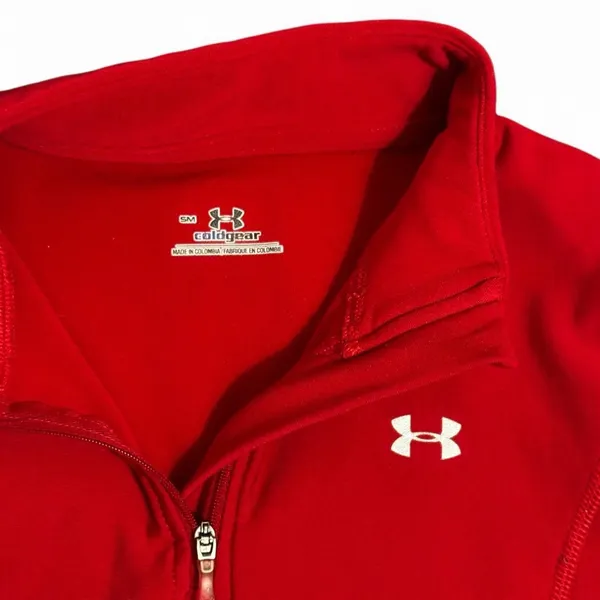 Womens Red Under Armour Athletic Sporty Quarter Zip Small - Image 4