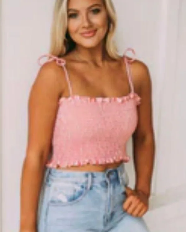 These Three Boutique pink tie crop top - Image 2