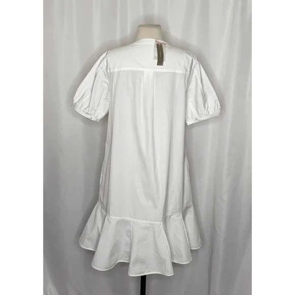 NWT!! J. CREW Delilah Dress Cotton‎ Poplin Solid White Mini Ruffle Small Tall ST - Image 9