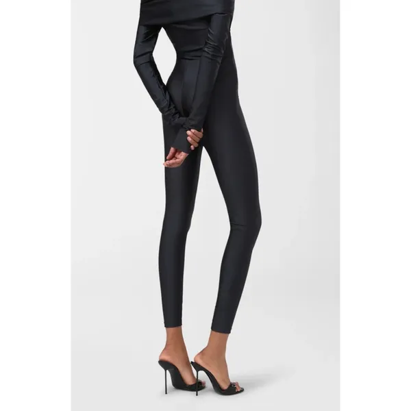 The Andamane Holly 80's Leggings Shiny Womens Pants Black Medium - Image 2