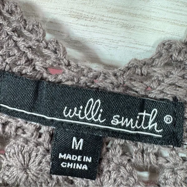 Willi Smith‎ Boho Cottage Crochet Cardigan Shrug Sweater Taupe Medium - Image 9
