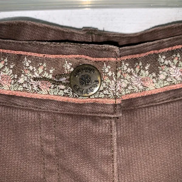 Vintage Susan Bristol Women’s Brown Corduroy Vest&pants set Floral Embroidery M - Image 14