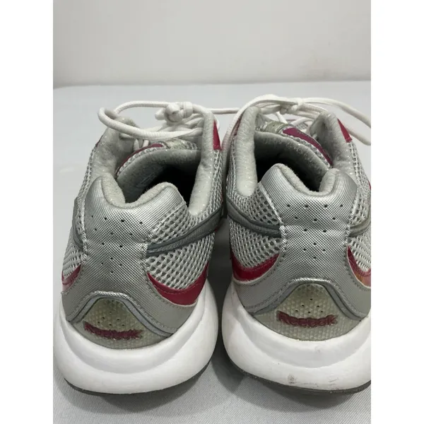 Reebok Womans Cushion Neutral Size 9.5 Gray Pink Lace Up Running Sneakers - Image 4