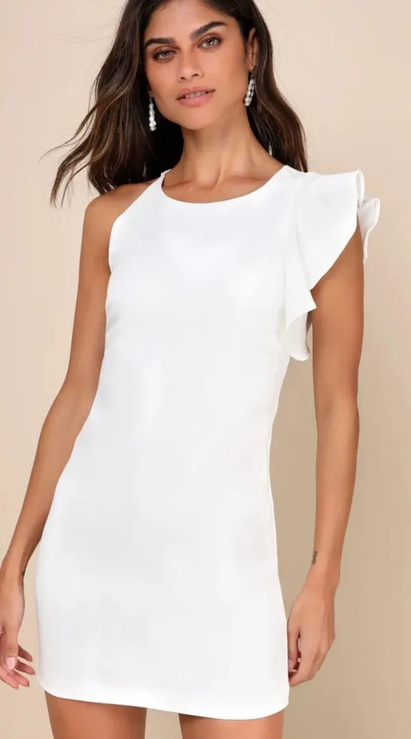 Lulus Dinah White One-Shoulder Dress - Image 2
