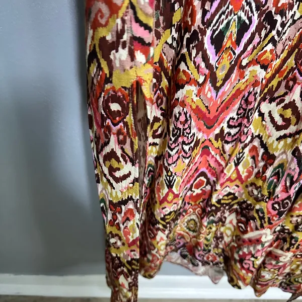 Zara Orange Pink Resort Midi Dress with Bishop Sleeves - Image 4