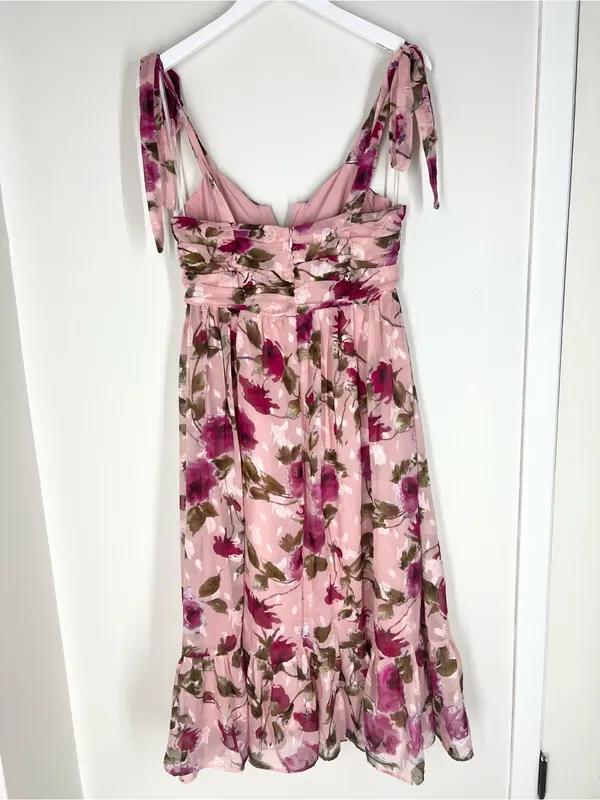 Lulu’s Pink Floral Tie-Shoulder Midi Dress - Image 10