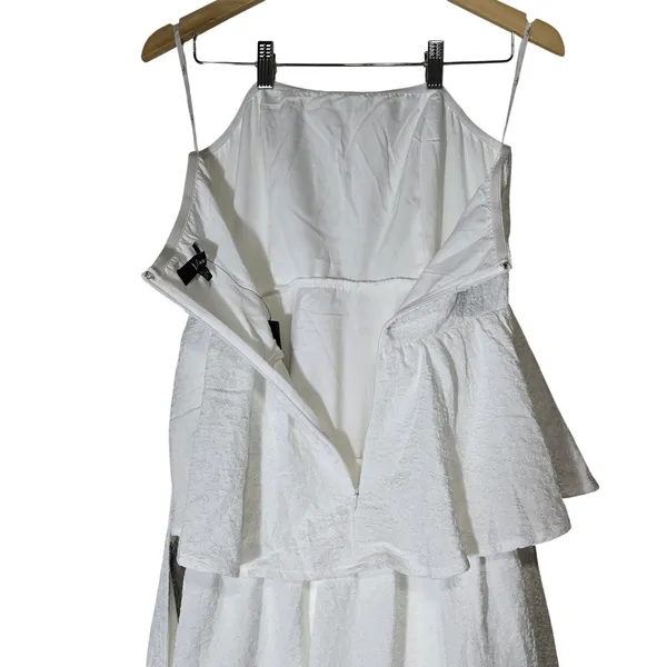 Lulus Truly Marvelous White Jacquard Strapless Tiered Midi Dress M - Image 5