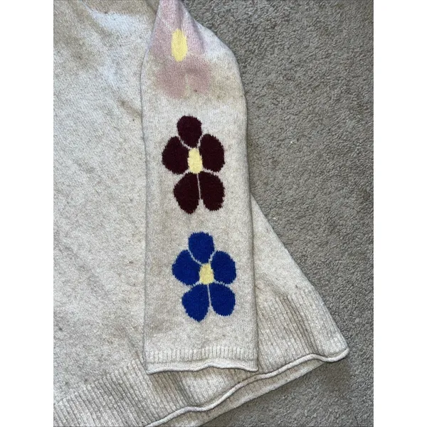 Madewell Belmore Floral-Sleeve Pullover Sweater Coziest Textured Yarn Small - Image 5