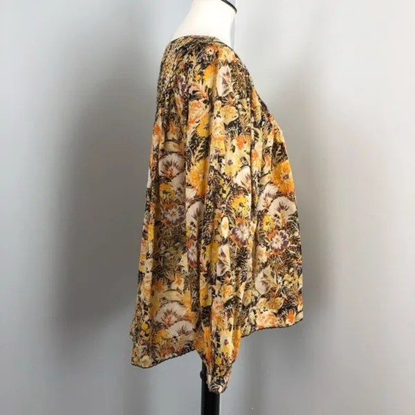 Free People Boho Floral Cool Meadow Printed Top in Midnight Combo Medium NEW - Image 6