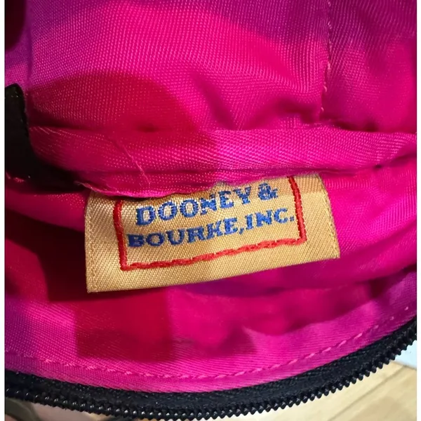 Dooney & Bourke North South Triple Zip Crossbody Purse Nylon Black Pink Duck - Image 9