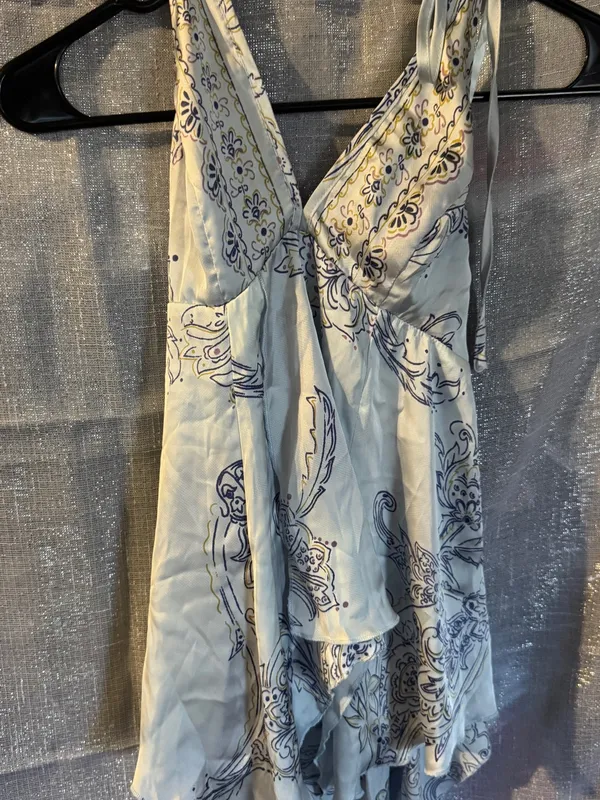 Urban Outfitters Botanical Light Blue Paisley Halter - Image 4