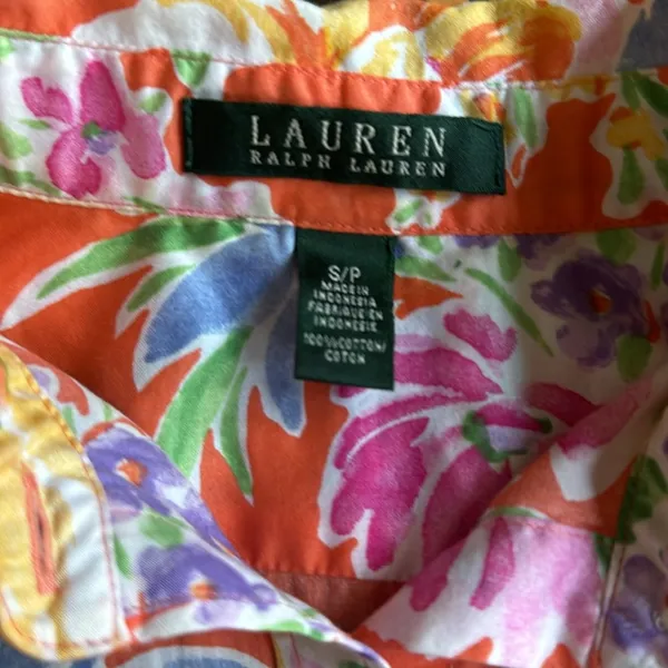 RALPH LAUREN FLORAL COTTON BLOUSE Sz SP - Image 7