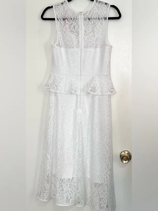 Lilly Pulitzer Noela Peplum Lace White Midi Dress Size 4 - Image 4