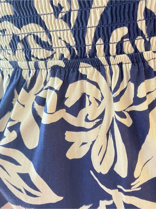 Monteau Royal and light blue Floral Square-Neck Puff Sleeve Dress - Image 5