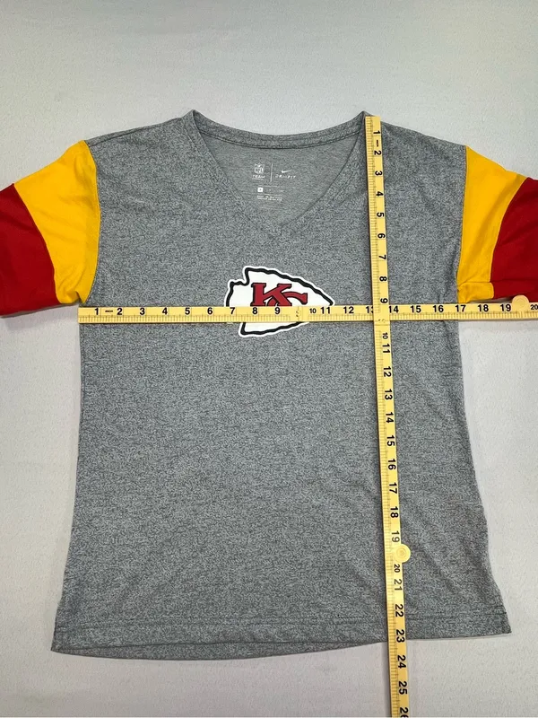 Nike Kansas City Chiefs NFL Gray Dri-FIT V-Neck Women’s Logo Shirt Small - Image 7