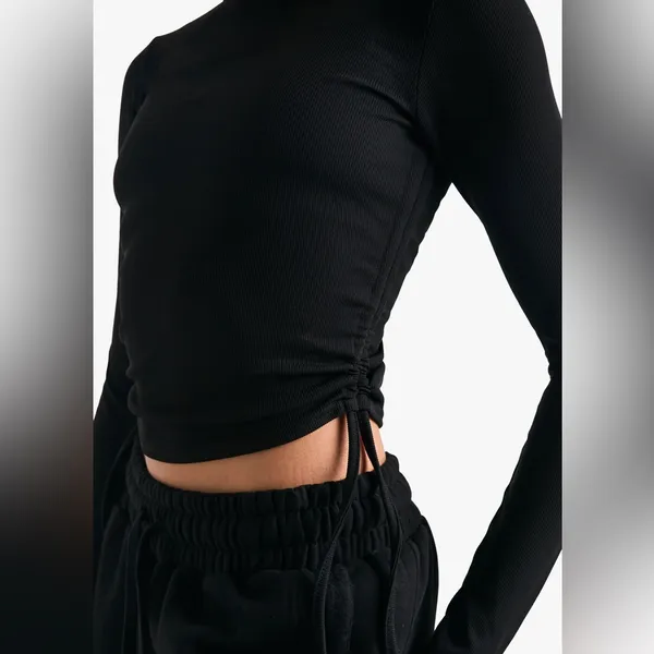 Zara Black Ribbed Knit Top - Image 2