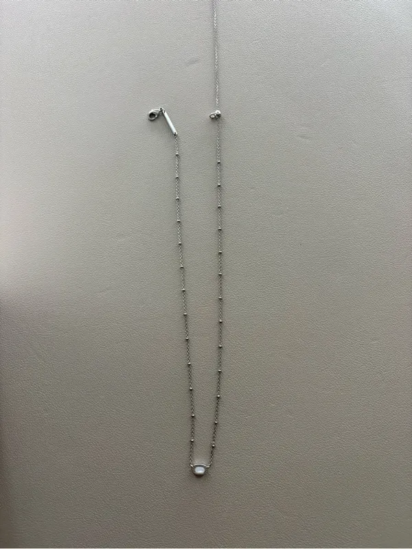 Kendra Scott Silver Necklace with White Oval Stone - Image 2
