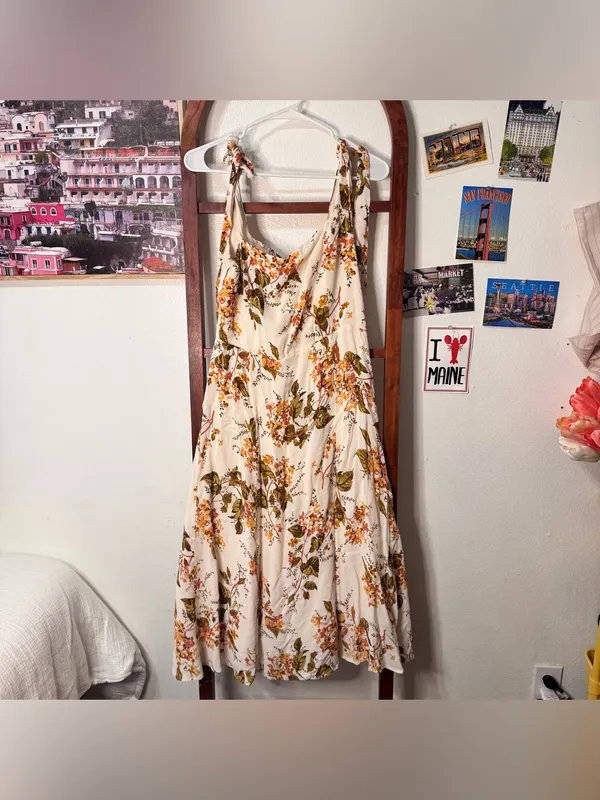 Reformation Twilight Bella Floral Midi Dress Tie Straps - Image 3