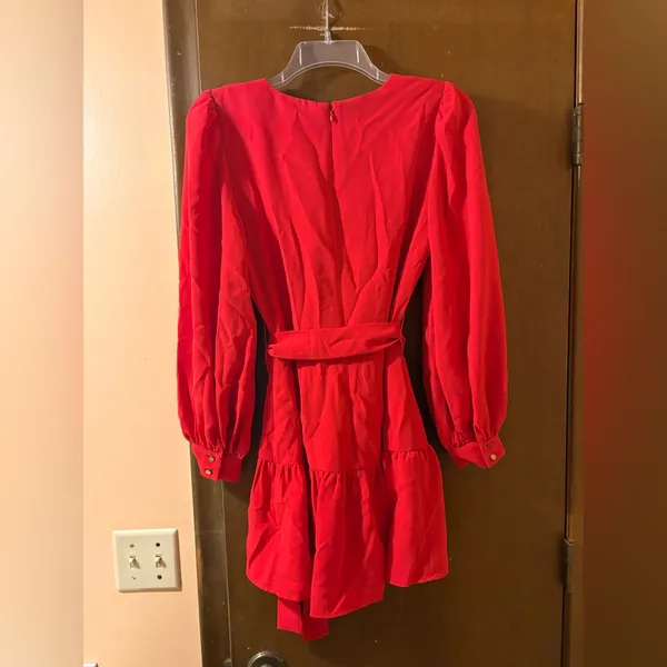 Amanda Uprichard Selena Mini Dress in Red - Image 4