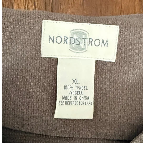 Vintage 90s Nordstrom Tencel Maxi Dress XL Button Front Pockets Taupe - Image 7