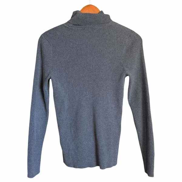 Lauren Ralph Lauren Women’s M Gray Ribbed Cotton Turtleneck Sweater LRL Classic - Image 3