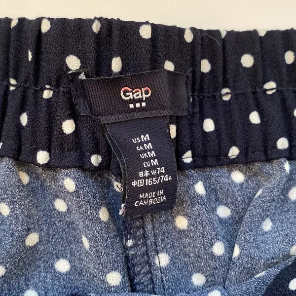 Gap Factory navy blue white polka dot knit swing shorts, size M - Image 3