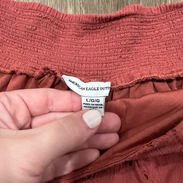 American Eagle red terracotta stretchy pull on shorts - Image 8
