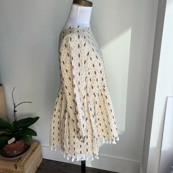 Anthropologie Eri + Ali Fringe Tassel Cream South Western Top Women's Size S - Image 3
