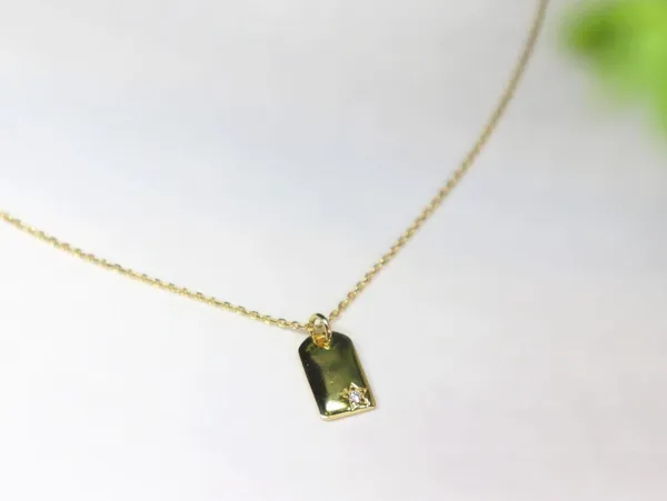 Boutique 14k gold plated 925 Silver Dainty Tag Necklace - Image 3