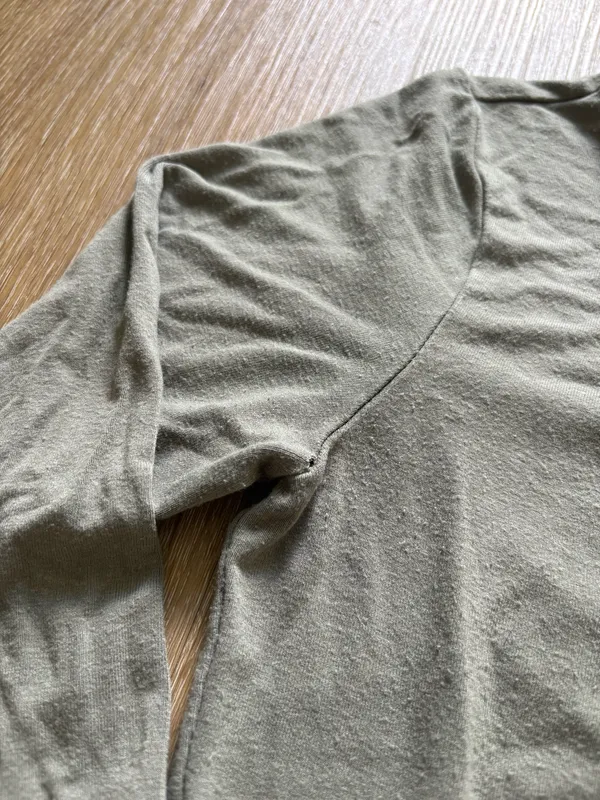 Forever 21 Olive Green Crop Long Sleeve Top with Criss Cross V Neck Back - Image 2