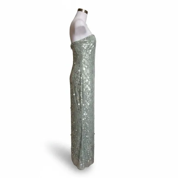 STAUD Casey Strapless Sequin Maxi Dress Mist Green Size 12 - Image 6
