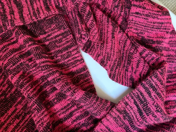 Victoria's Secret PINK black and hot pink marled knit infinity scarf - Image 3