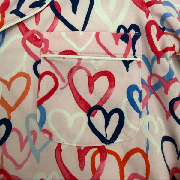 BedHead Pajamas Hearts Organic Cotton Two (2) Piece Pajama PJ Set Pink - Image 7