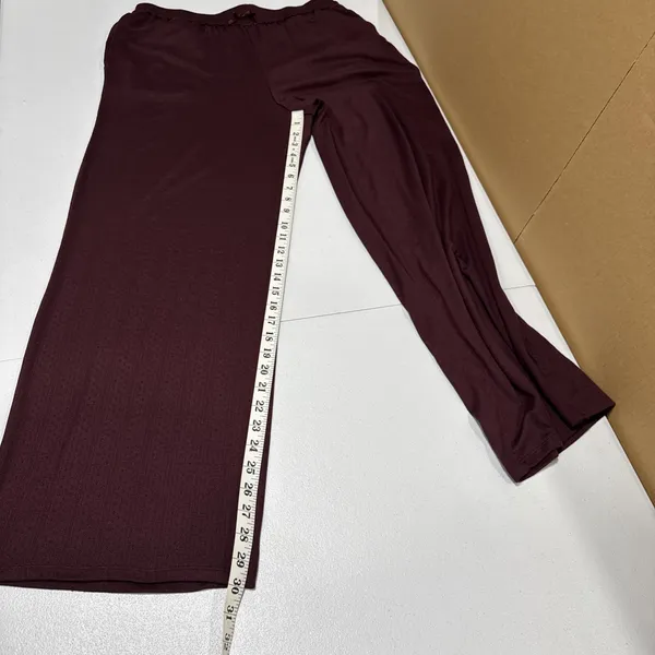 Lands' End Women's Pointelle Sleep Pajama Pants Wide Leg Size M (10-12) Burgundy - Image 10