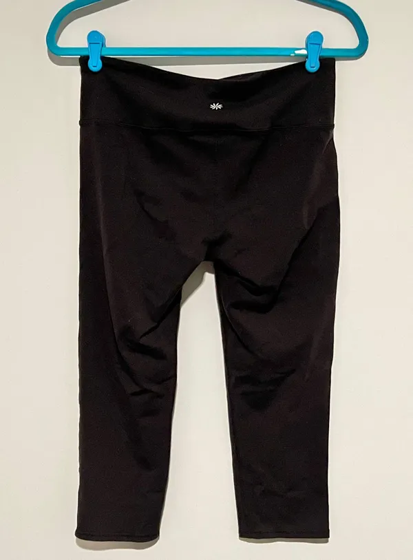 Black Cropped Workout Leggings Sporty Pants - Image 3