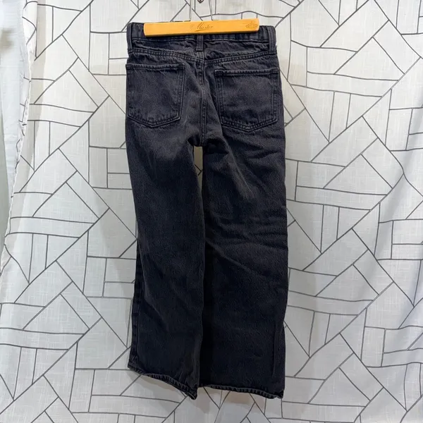 Old Navy‎ Girls 12 High Rise Baggy Wide Leg Paneled Jeans Washed Black Denim - Image 2