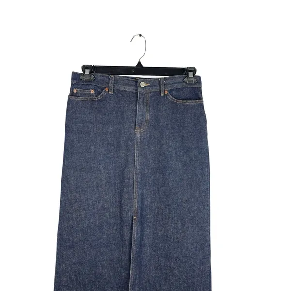 GAP Jeans Stretch Denim Maxi Skirt Size 6 Dark Wash Long Modest Y2K Style Slit - Image 4