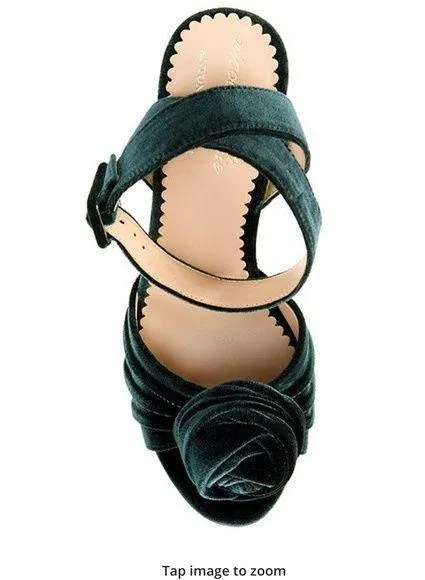 Antonio Melani x Nicola Bathie Emilia Velvet Emerald Green Platform Dress Sandals. - Image 2