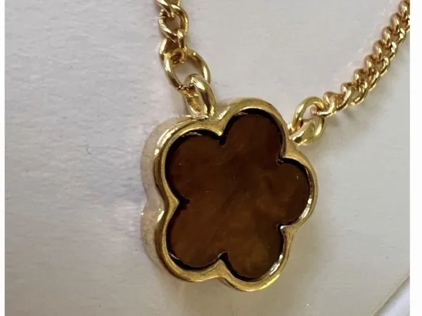 18K Gold Plated Brown Flower Necklace SET Stainless steel Womens Jewelry - Image 6