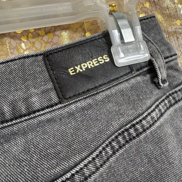Express Black Gray Super High Waisted Distressed Mom Jeans Size 10 - Image 8