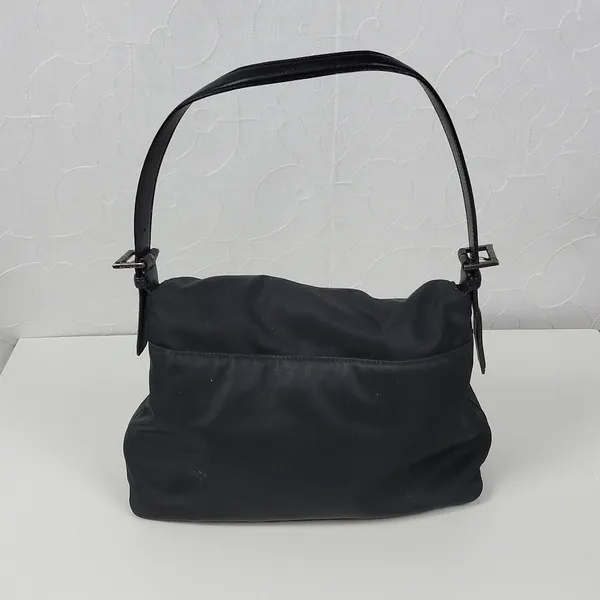 Vintage Coach Mercer 7424 Women Shoulder Bag Black Nylon Leather Twill Flap - Image 3
