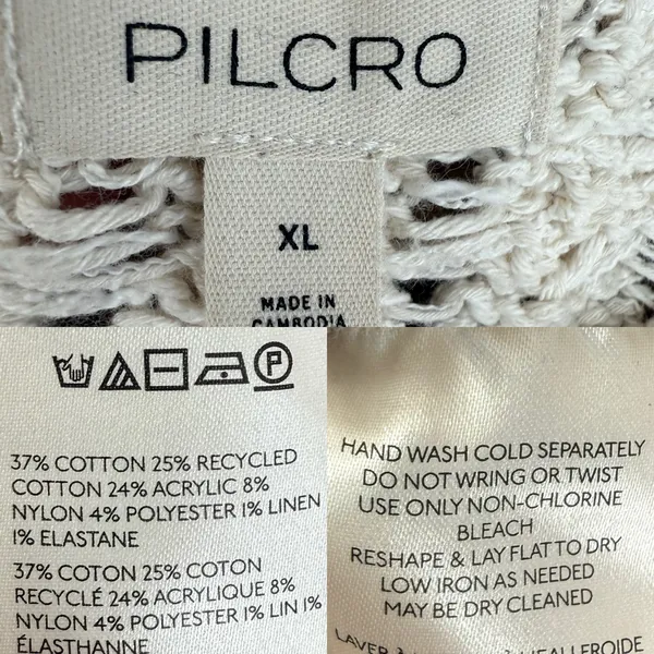 Pilcro by Anthropologie Womens Sweater Longline Ivory Beige Stripe Size XL - Image 10