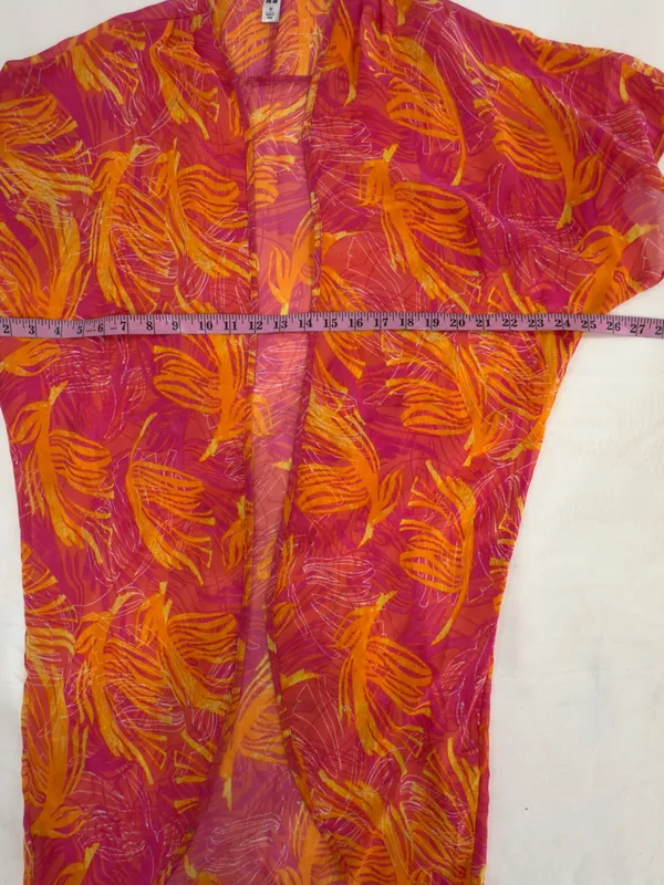 Tropical Pink Orange Swim Cover-Up Kimono - Image 7