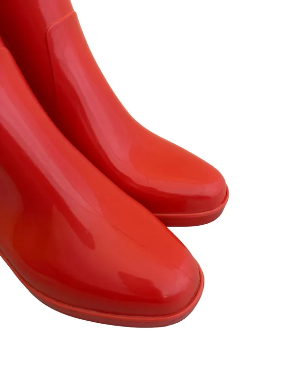 Kate Spade Bold Orange Rain Boots Casual Bright Orange Patent Rubber Size 9 - Image 6