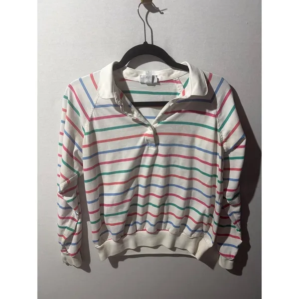 Vtg Winners Choice Womens Striped Polo Shirt Long Sleeve Casual‎ Pullover Top L - Image 2
