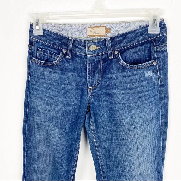 PAIGE Hollywood Hills Distressed Mid Rise Jeans 25 Neutral Casual Concert - Image 11