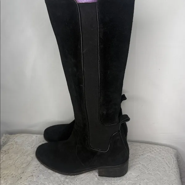 Modern Vintage suede leather black knee high made in Spain boots sz 8 - Image 5
