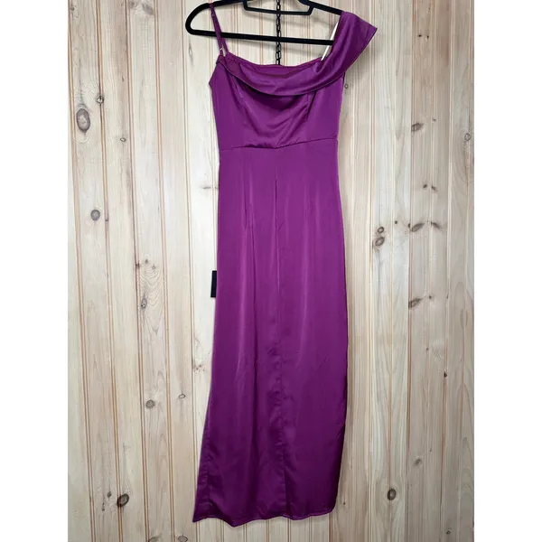 NWT Lulus Showing Off a Little Magenta Asymmetrical Tulip Midi Dress Holiday XS - Image 6
