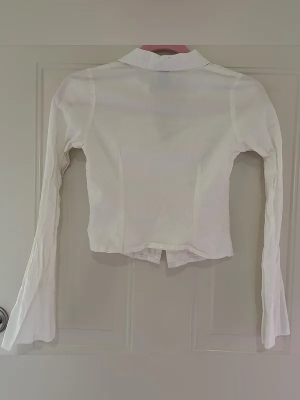 Princess Polly White Button Down Shirt with details size 0 - Image 6